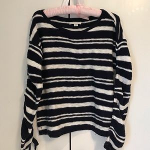 Navy and white striped sweater